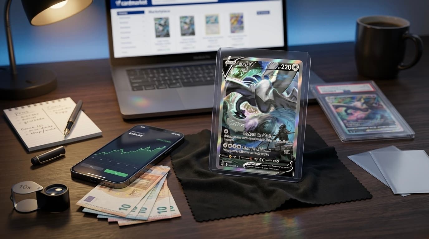 Carte Lugia V Alt Art Illustration Rare de l'extension Tempête Argentée, cotée autour de 500 euros en français