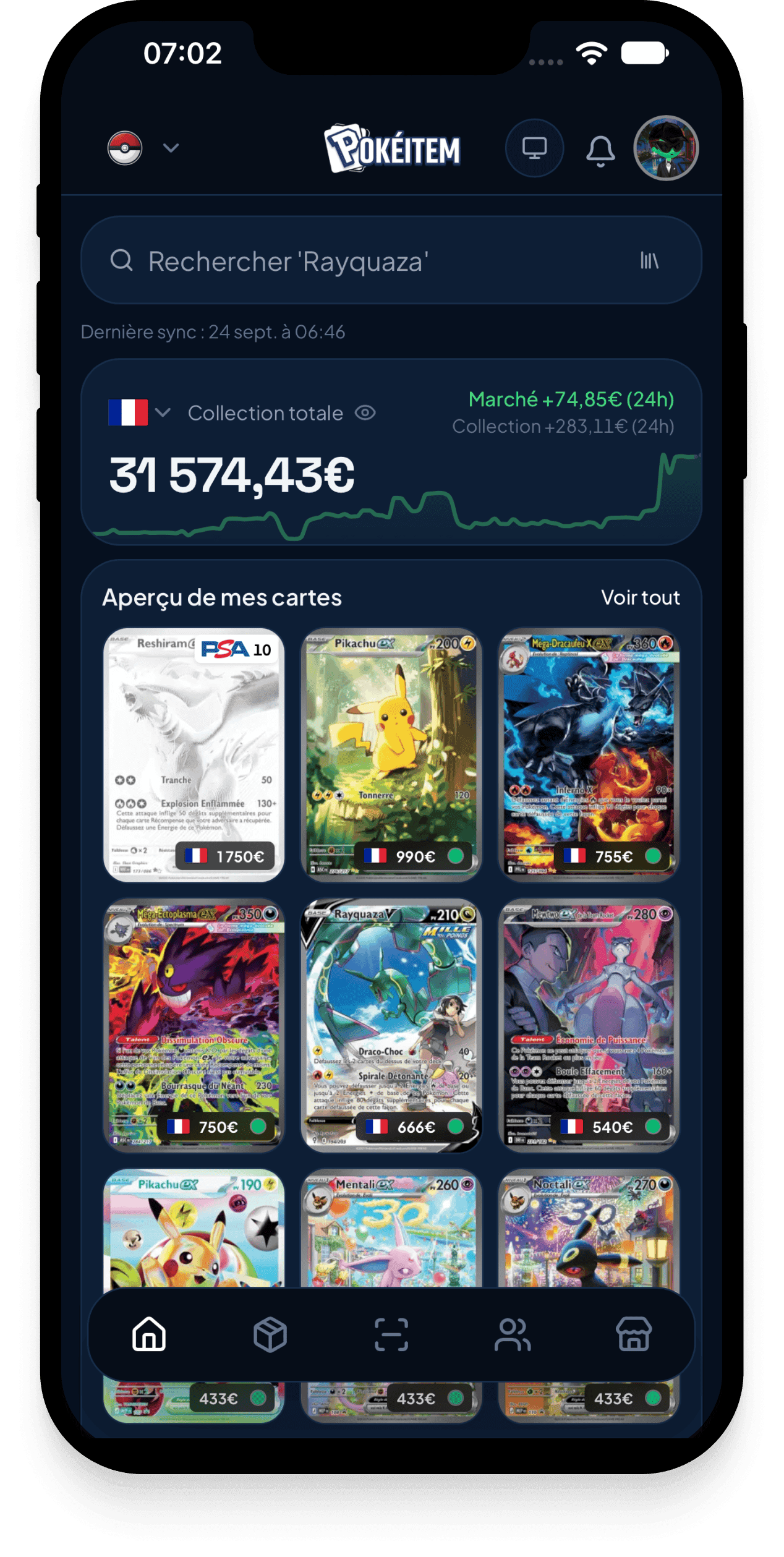 Mockup de iPhone de la app PokéItem — Mi colección