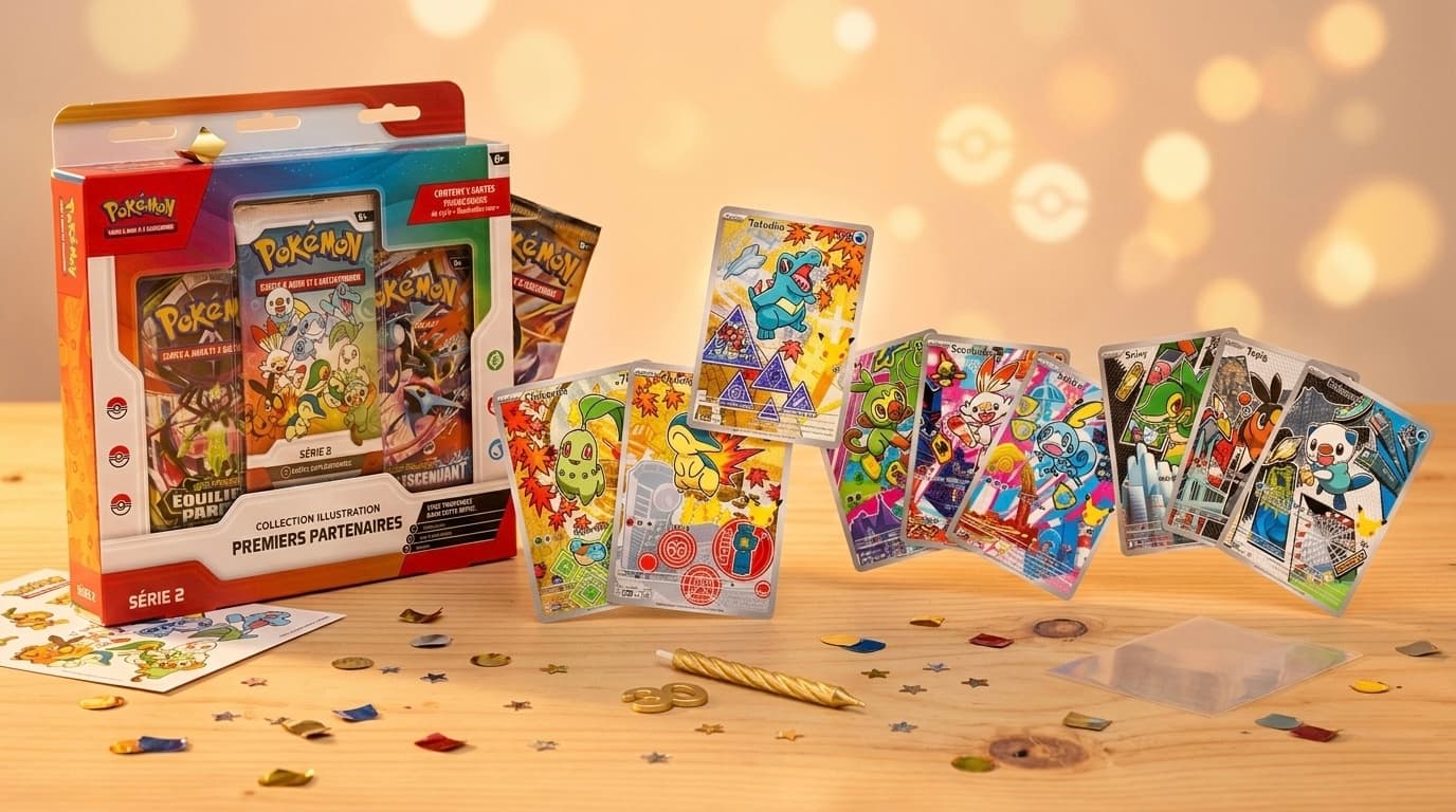 Collection Illustration Premiers Partenaires Série 2 Pokémon TCG — coffrets Johto, Unys et Galar avec cartes promos Illustration Rare