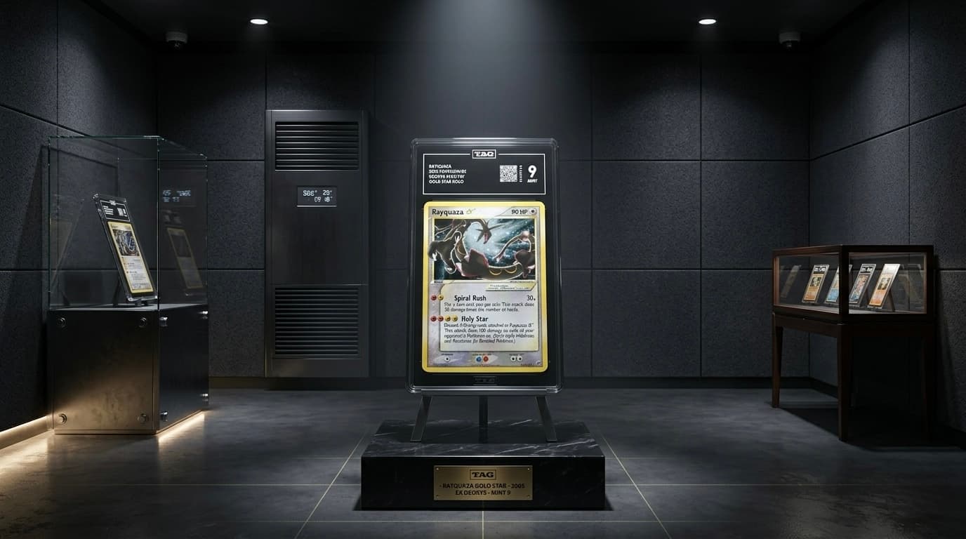 Carte Pokémon Rayquaza Gold Star numéro 107/107 de l'extension EX Deoxys, fond doré brillant, illustration de Masakazu Fukuda, rareté Gold Star secrète