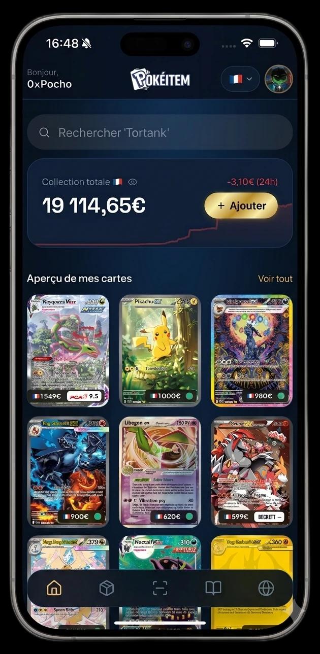 Valorisation collection Pokémon TCG en temps réel